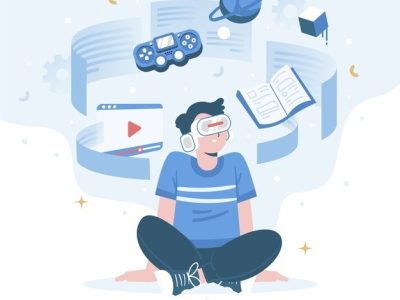 Hand drawn flat design metaverse illustration _ Free Vector